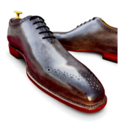 Crafted Leather Classic Men Gray Patina Leather Dress Shoes - Thumbnail 1