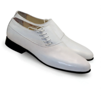 Crafted Leather Classic Men White Leather Oxford Side Laces Dress Shoes - Thumbnail 1