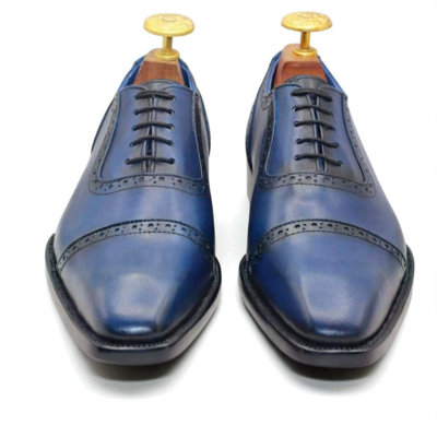 Crafted Leather Classic Men Blue Leather Dress Shoes