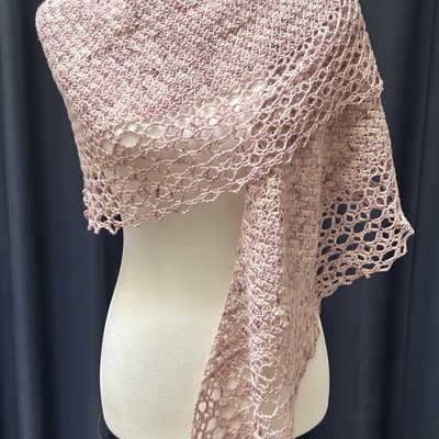 Raindrops on roses shawl: toasted mauve, beaded