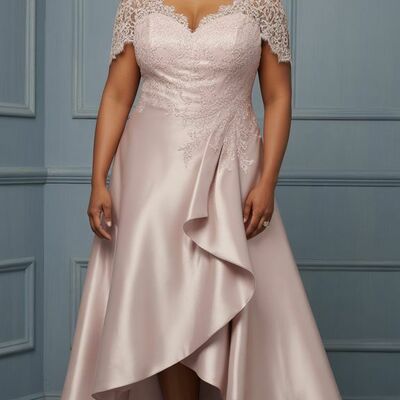 Plus size satin mother of the bride/ groom dresses formal evening dress - Thumbnail 1