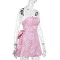 Sexy jacquard tube top bow mini dress - Thumbnail 5