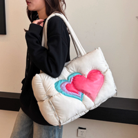 LOVE HEART PUFFER TOTE BAG - Thumbnail 1