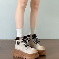 7cm Lace Up Platform Boots - Thumbnail 1