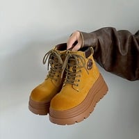 7cm Lace Up Platform Boots - Thumbnail 5