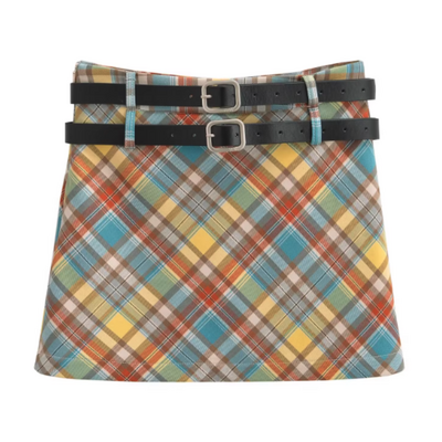 Preppy colorful plaid mini skirt