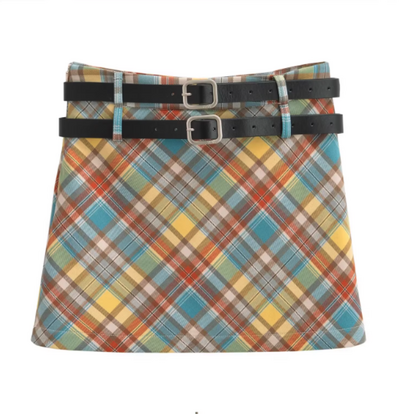 PREPPY COLORFUL PLAID MINI SKIRT