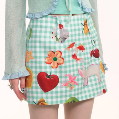 Cottagecore aesthetic gingham skirt 