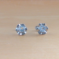 BOXED GIFT/Sterling Silver Blue Topaz Earrings/Topaz Flower Earrings/Topaz Studs/Topaz Jewellery/Topaz Jewelry/UK - Thumbnail 1