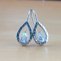 BOXED GIFT/Sterling Silver Blue Topaz Teardrop Earrings/Topaz Hook Earrings/Topaz Jewellery/Topaz Jewelry/Topaz Earrings/UK - Thumbnail 1