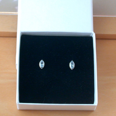 Boxed gift/sterling silver blue topaz marquise stud earrings/topaz earrings/topaz studs/topaz jewellery/topaz jewelry/gemstone earrings/uk