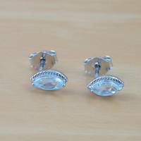 BOXED GIFT/Sterling Silver Blue Topaz Marquise Stud Earrings/Topaz Earrings/Topaz Studs/Topaz Jewellery/Topaz Jewelry/Gemstone Earrings/UK - Thumbnail 1