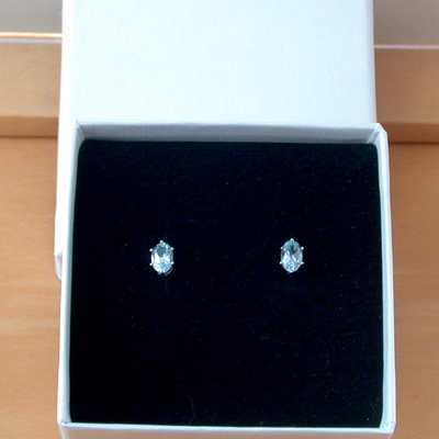 Boxed gift/sterling silver blue topaz oval stud earrings/topaz earrings/gemstone earrings/topaz jewellery/topaz jewelry/uk