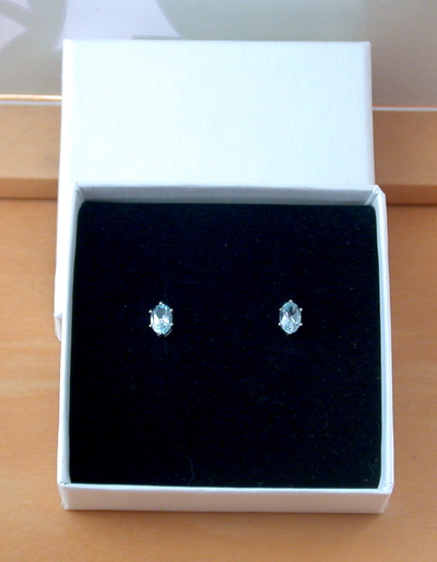 BOXED GIFT/Sterling Silver Blue Topaz Oval Stud Earrings/Topaz Earrings/Gemstone Earrings/Topaz Jewellery/Topaz Jewelry/UK