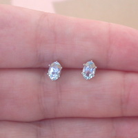 BOXED GIFT/Sterling Silver Blue Topaz Oval Stud Earrings/Topaz Earrings/Gemstone Earrings/Topaz Jewellery/Topaz Jewelry/UK - Thumbnail 3