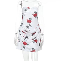 Sexy sleeveless backless rose mini skirt - Thumbnail 6