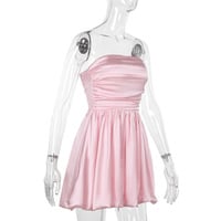 Sexy and elegant one-shoulder tube top A-line mini dress - Thumbnail 3