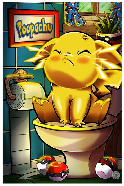 Pikachu bathroom print 