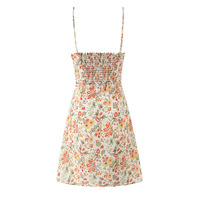 Retro holiday casual floral short A-line skirt suspender dress - Thumbnail 2