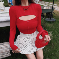 Casual Polka Dot Elastic Waist Puffy Flower Bud Skirt - Thumbnail 2