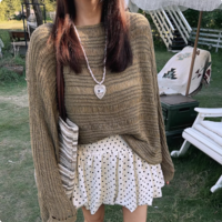 Casual Polka Dot Elastic Waist Puffy Flower Bud Skirt - Thumbnail 4