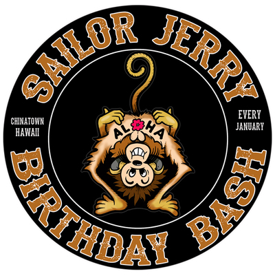 Sailor Jerry Birthday Bash Romeo Circle Design T-shirt // Traditional Cut (Full-Color on White or Black fabric)