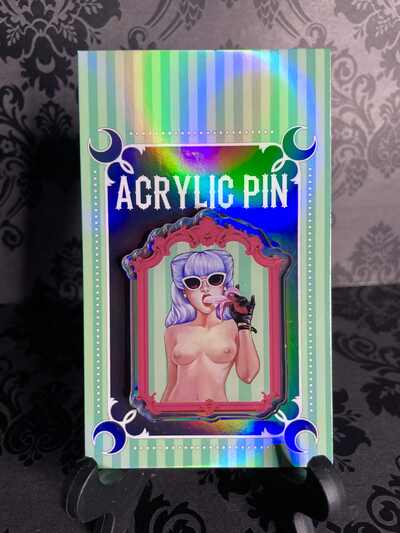 'Eat Your Makeup' 2.5" acrylic pin