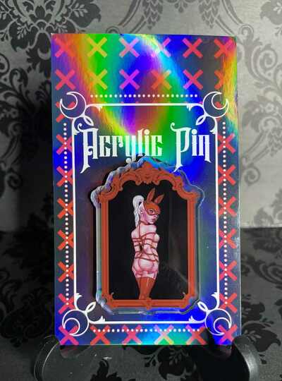 'Rope Bunny' 2.5" acrylic pin