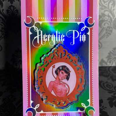 'devilicious' 2.5" acrylic pin