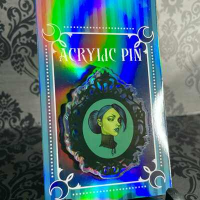 'arsenic' 2.5" acrylic pin