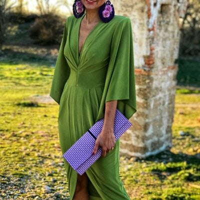 Sexy v neck green prom dress evening formal gown brithday party dress - Thumbnail 1