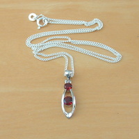 925 Garnet Pendant & 18" Silver Chain/Garnet Necklace/Red Garnet Jewellery/Garnet Jewelry/Garnet Jewelery/January Birthstone/Silver Garnet - Thumbnail 5