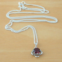 925 Garnet Pendant & 18" Silver Chain/Garnet Necklace/Red Garnet Jewellery/Garnet Jewelry/Garnet Jewelery/January Birthstone/Silver Garnet - Thumbnail 5
