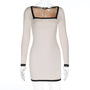 Temperament slim-fit long-sleeved lace hip-hugging mini dress-1