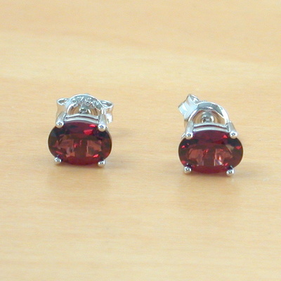 925 garnet stud earrings/sterling silver garnet earrings/silver garnet stud earrings/garnet jewellery/garnet jewelry/january birthstone - Thumbnail 3