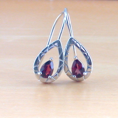 Sterling silver garnet hook earrings/garnet earrings/garnet jewellery/garnet jewelry/gemstone earrings/uk - Thumbnail 5