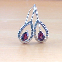 Sterling Silver Garnet Hook Earrings/Garnet Earrings/Garnet Jewellery/Garnet Jewelry/Gemstone Earrings/UK - Thumbnail 5