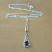 BOXED GIFT SET/Garnet Pendant & 18" Silver Chain/Garnet Necklace/Red Garnet Jewellery/Garnet Jewelry/Garnet Jewelery/Garnet Earrings/UK - Thumbnail 2