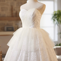 White Tulle Lace Short A-Line Prom Party Dress - Thumbnail 1