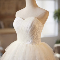 White Tulle Lace Short A-Line Prom Party Dress - Thumbnail 2