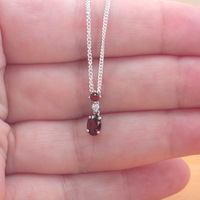 BOXED GIFT SET/Sterling Silver Garnet & Cz Pendant & Chain/Garnet Necklace/Garnet Jewellery/Garnet Jewelry/Garnet Earrings/UK - Thumbnail 3