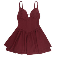 French puffy v-neck sexy pure vest dress - Thumbnail 2