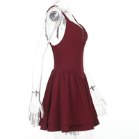 French puffy v-neck sexy pure vest dress - Thumbnail 7