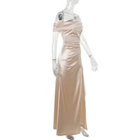 Mercerized one-shoulder slit dress - Thumbnail 1
