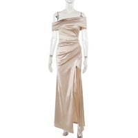 Mercerized one-shoulder slit dress - Thumbnail 6