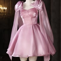 Lovely Pink Tulle Short A-Line Prom Evening Dress - Thumbnail 3