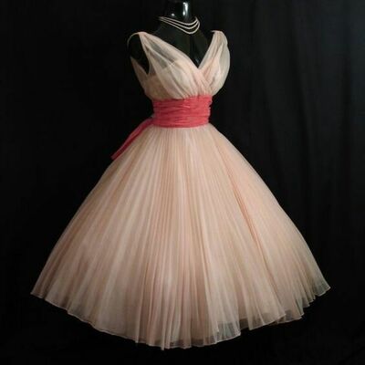 1950s vintage pink prom dress evening formal gown brithday party dress - Thumbnail 1