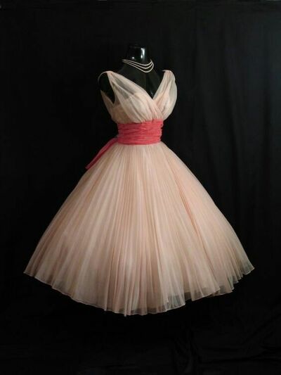 1950S Vintage Pink Prom Dress Evening Formal Gown Brithday Party Dress