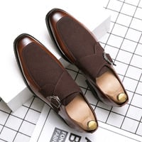 Men's formal shoes business slip-on monk shoes 2 colors - Thumbnail 1