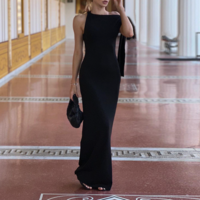 Sexy hip-hugging maxi skirt Fashionable simple strappy dress - Thumbnail 3